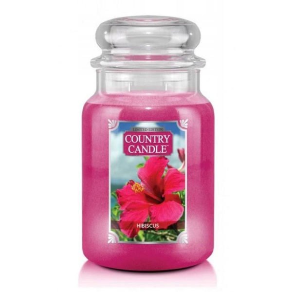 Świeca duża od Country Candle, prezent, świeca zapachowa, urokliwy zapach, wosk, wosk zapachowy, prezent, upominek, kwiaty, różowe, różowa, hibiscus,